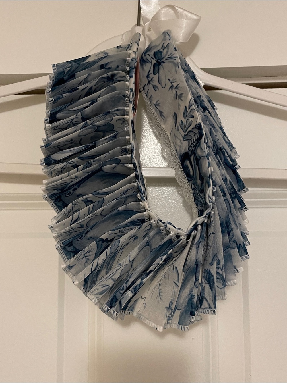 Selkie Blue Toile Pleated Floral Fabric Ruffle collar